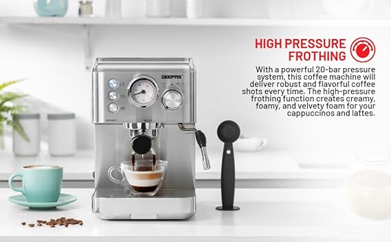 Geepas Espresso and Cappuccino Coffee Machine-1523SS