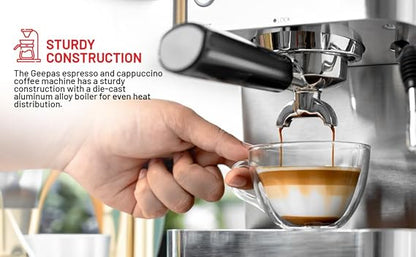 Geepas Espresso and Cappuccino Coffee Machine-1523SS