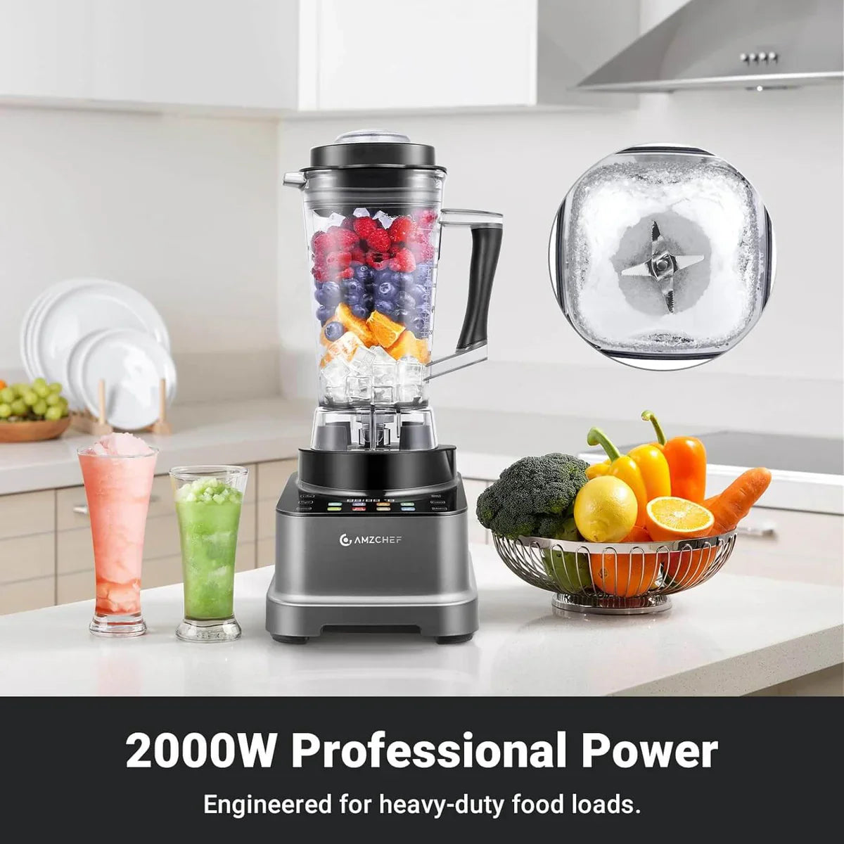 AMZCHEF 8 in 1 Professional Blenders with LED Panel Touch Control