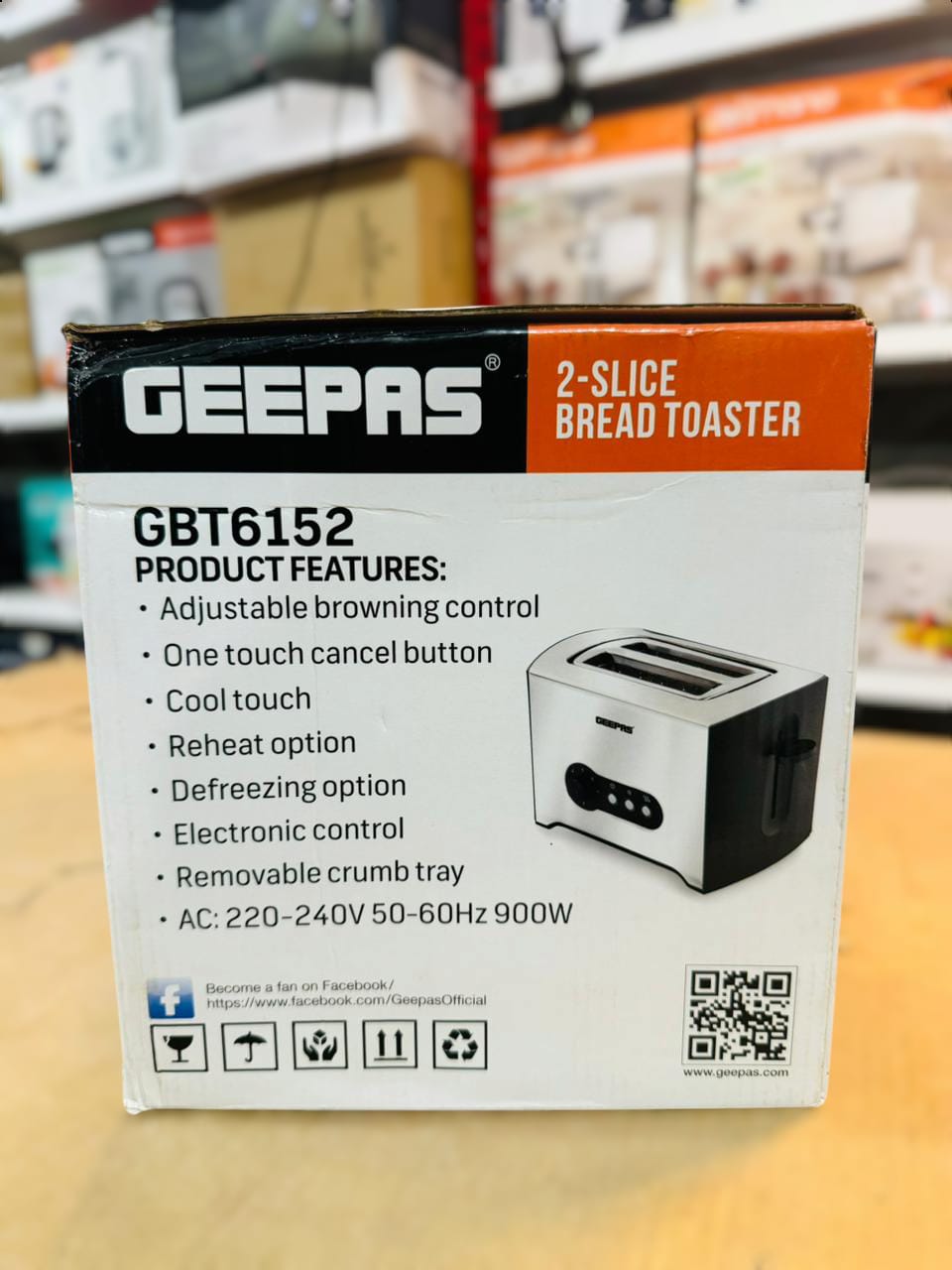 GEEPAS 900W 2 Slice Bread Toaster-6152