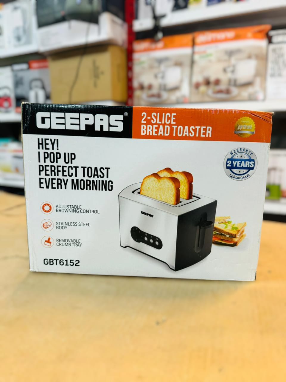 GEEPAS 900W 2 Slice Bread Toaster-6152