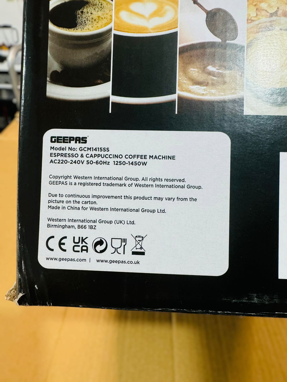 GEEPAS 1450W Espresso & cappuccino Coffee Machine-1415