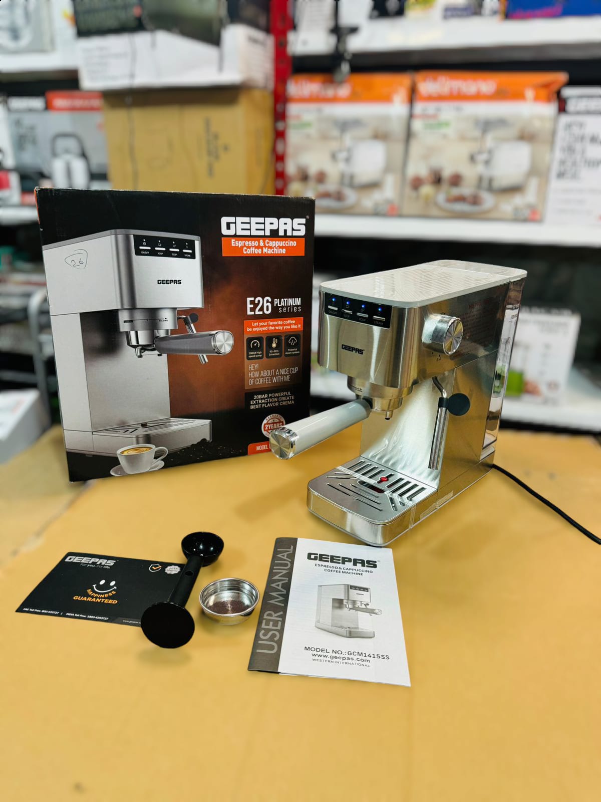 GEEPAS 1450W Espresso & cappuccino Coffee Machine-1415