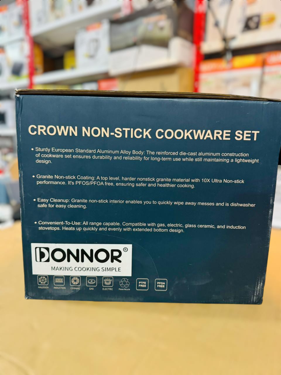 DONNOR 15 Pcs Never-Stick Cookware Set