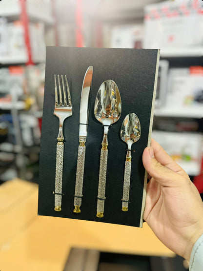 Embossed 2 Types Steel Cutlery Set