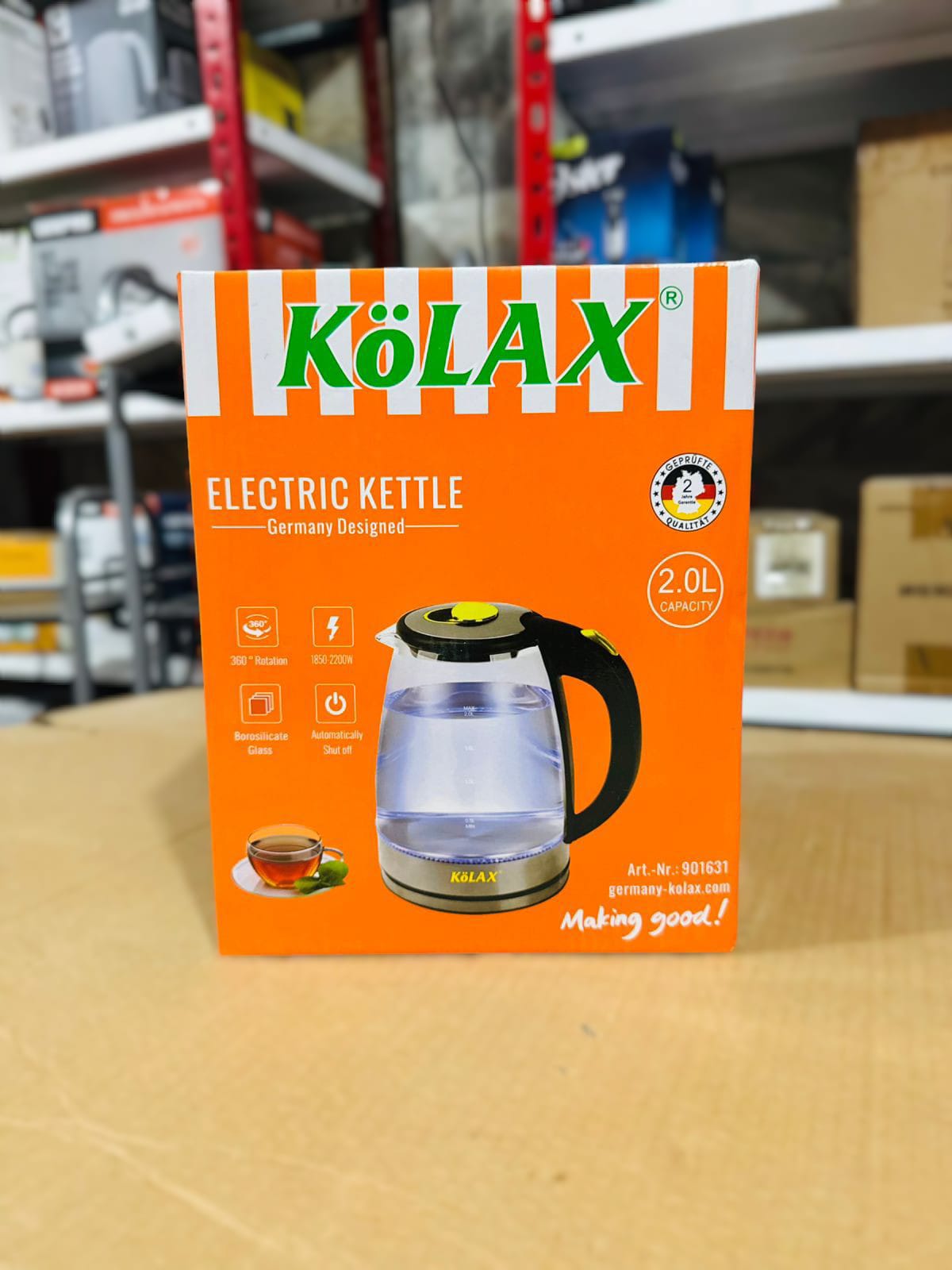 Kolax 2L Glass Electric Kettle 2200W-901631