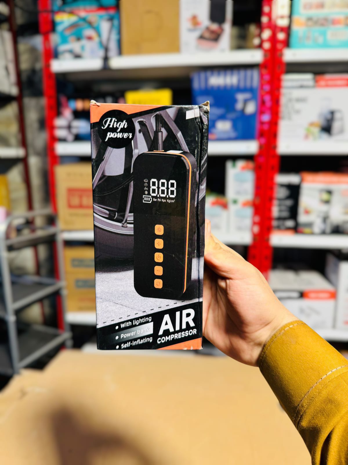 Chargeable Smart Air Compressor with Power Bank