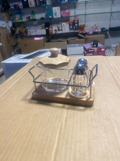 3pcs Acrylic Cruet Set with Rack-SHM