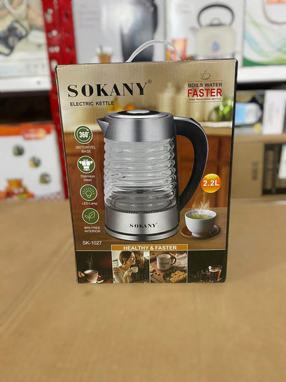 Sokany 2.2L Electric Glass Kettle 2000W SK-1027