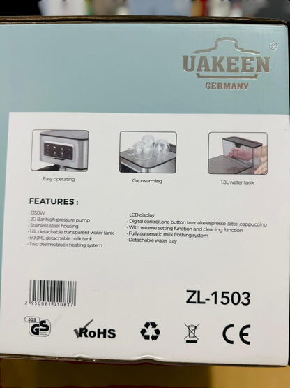 Uakeen Germany Espresso, Cappuccino & Latte Coffee  Maker ZL-1503