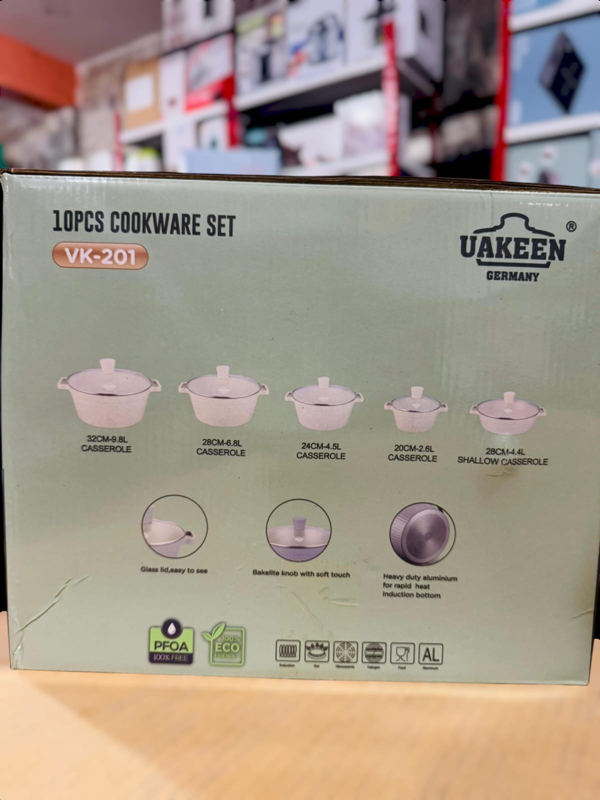 Uakeen Germany Induction Die-Cast Aluminum Cookware Set 10pcs VK-201