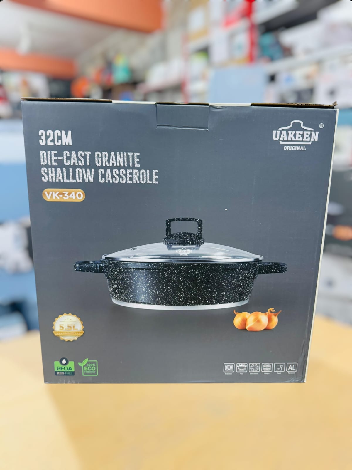 Uakeen Germany Induction Die-Cast Granite Shallow Casserole 32cm VK-340