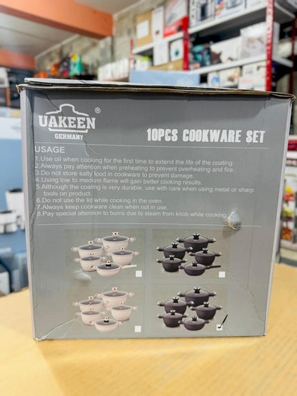 Uakeen Germany Induction Die-Cast Granite Cookware Set 10pcs VK-1408