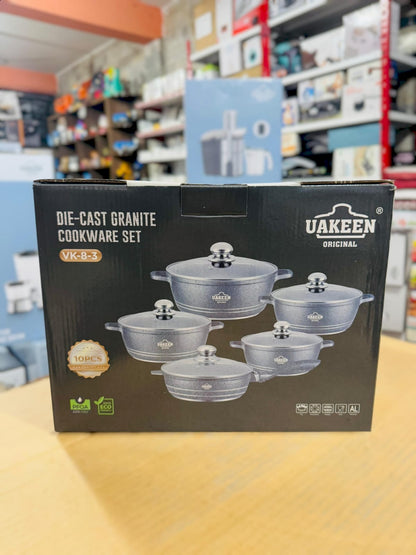 Uakeen Germany Induction Die-Cast Granite Cookware Set 10pcs VK-8-3