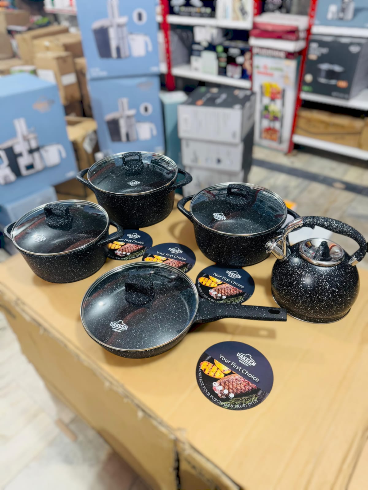 Uakeen Germany Induction Die-Cast Granite Cookware Set 9pcs VK-34