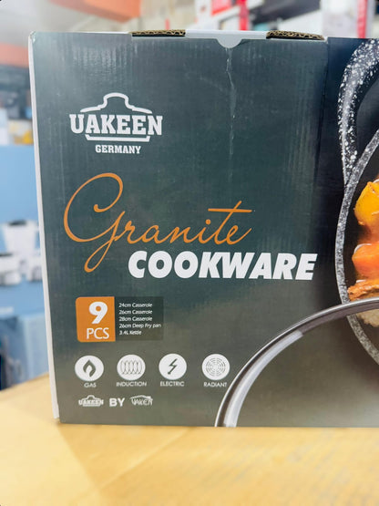 Uakeen Germany Induction Die-Cast Granite Cookware Set 9pcs VK-34