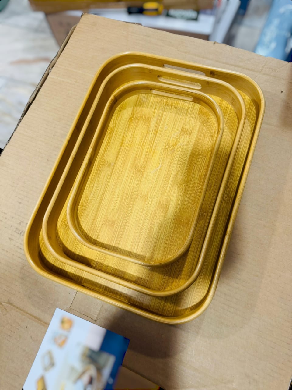 3pcs Bamboo Tray Set