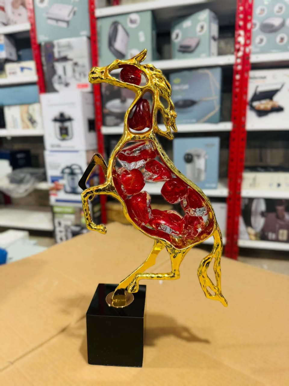 Golden Metal Horse Showpiece for Home Decor