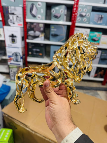 Golden Metal Lion Sculpture Show Piece