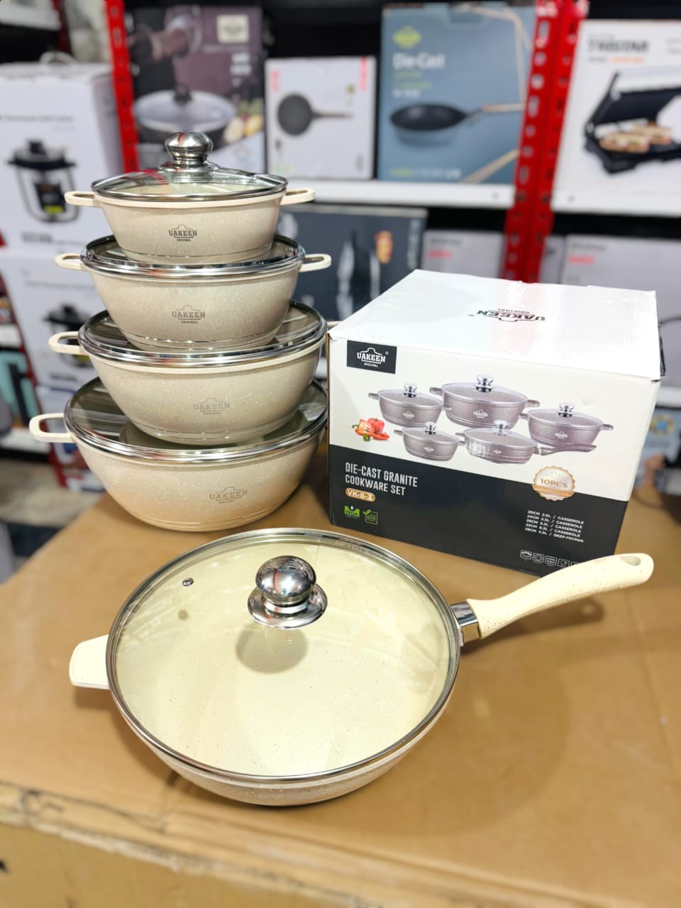 Uakeen Germany Induction Die-Cast Granite Cookware Set 10pcs VK-8-3