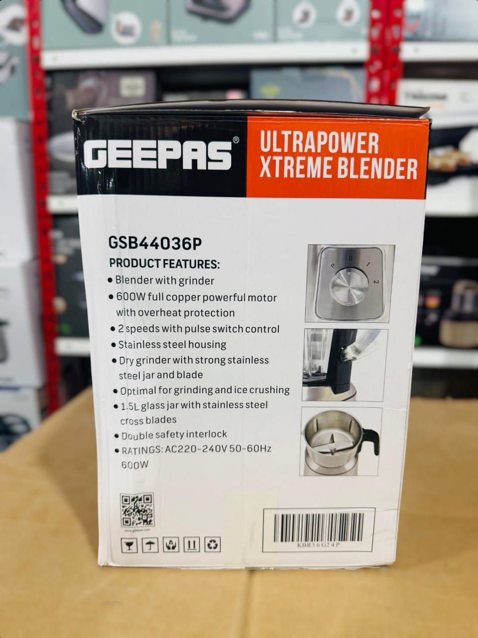 Geepas 2 in 1 Ultrapower Xtreme Blender-44036