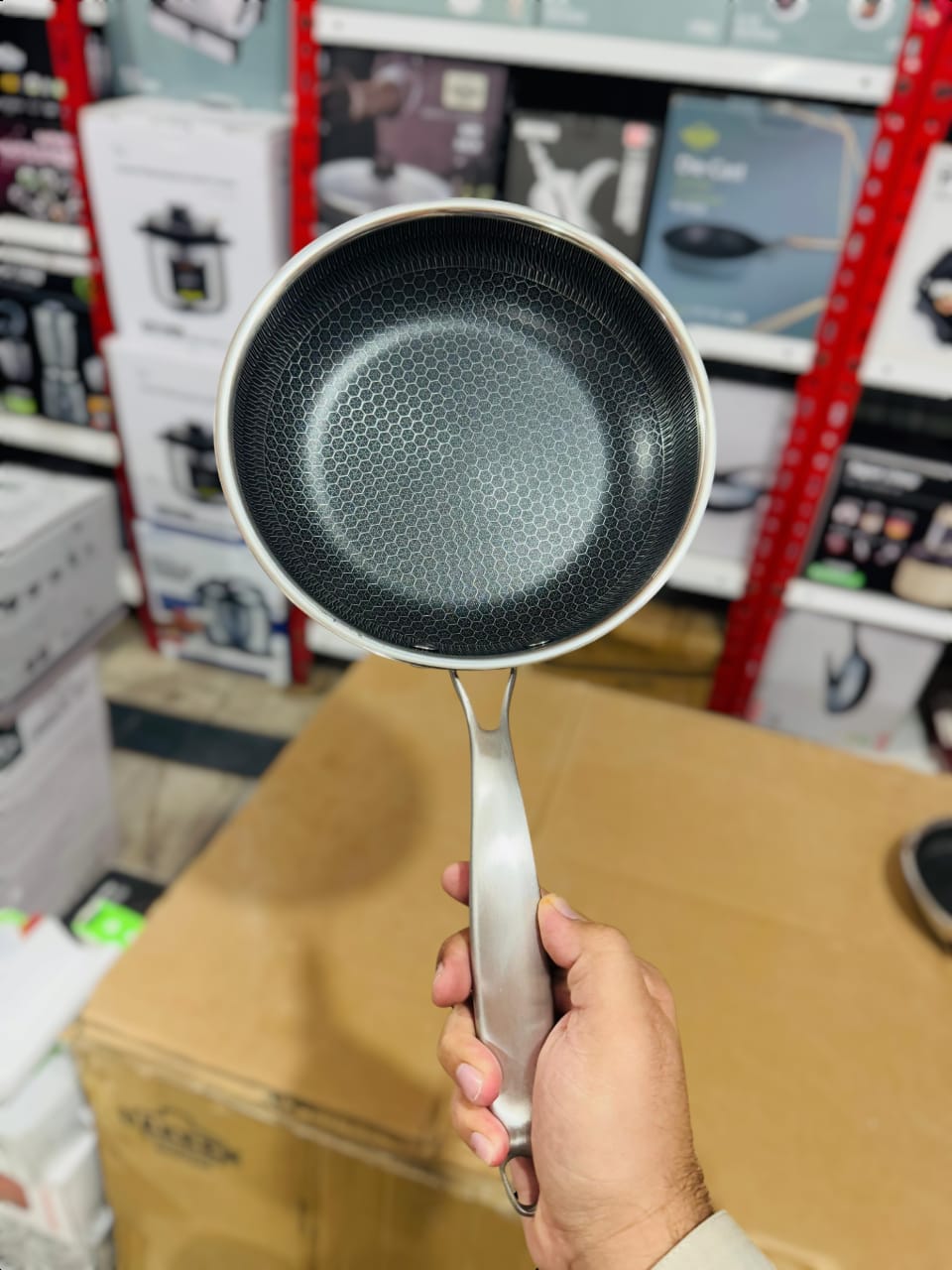 Honeycomb Laser Coated Steel Frypan