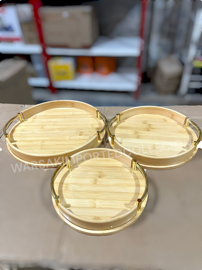 3pcs Bamboo Tray Set